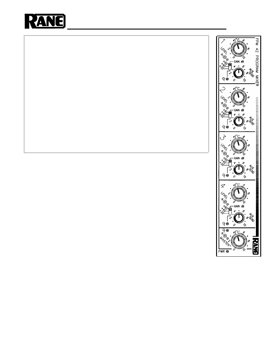 Rane FPM 42 User Manual | 4 pages