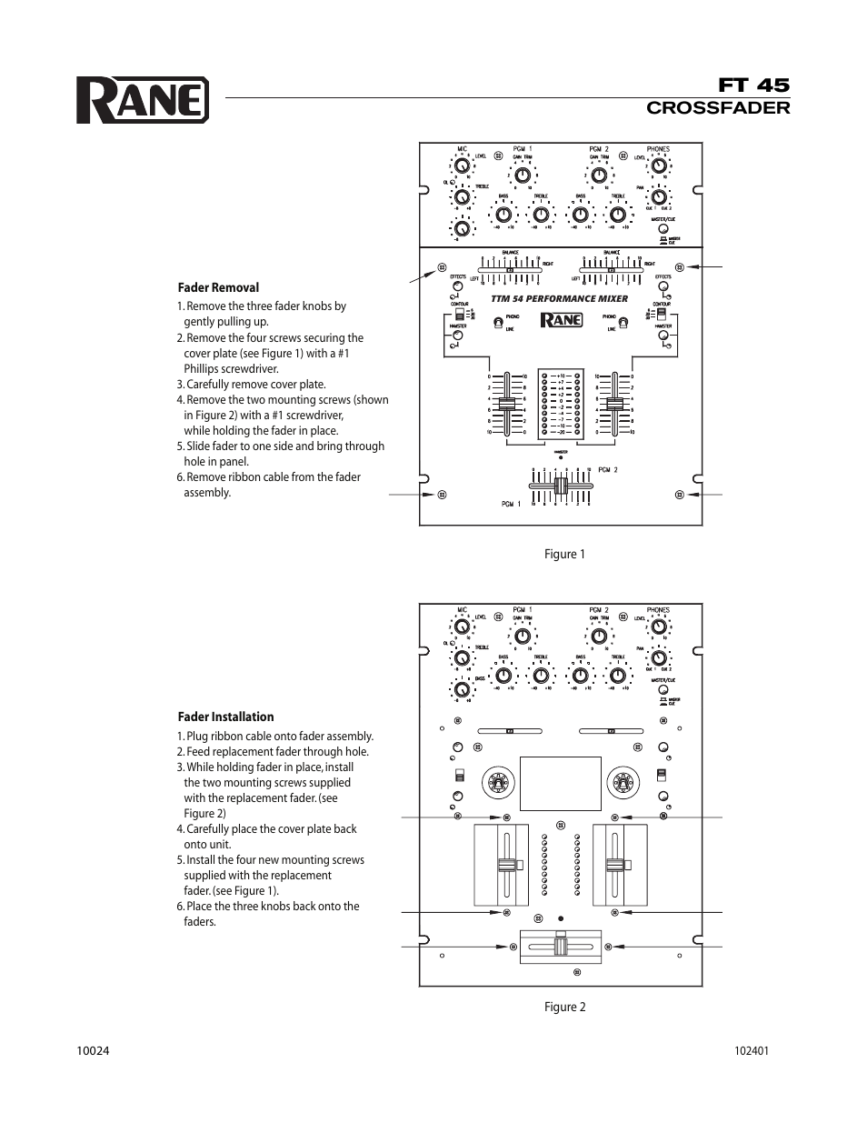 Rane FT 45 Fader User Manual | 1 page