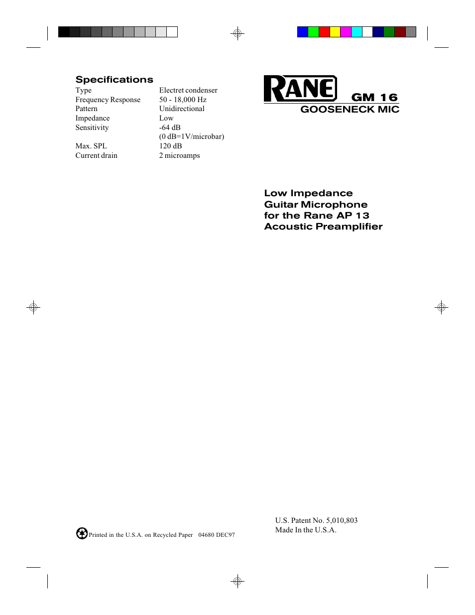 Amplify the acoustic sound of your guitar | Rane GM 16 User Manual | Page 2 / 2