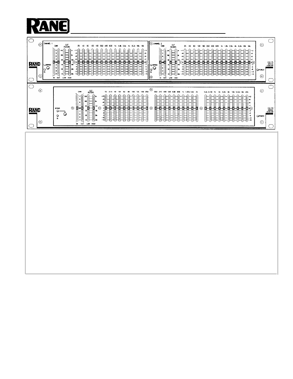 Rane GQ 15/30 User Manual | 4 pages
