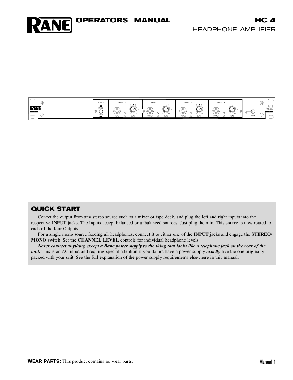 Rane HC 4 2001 version User Manual | 4 pages