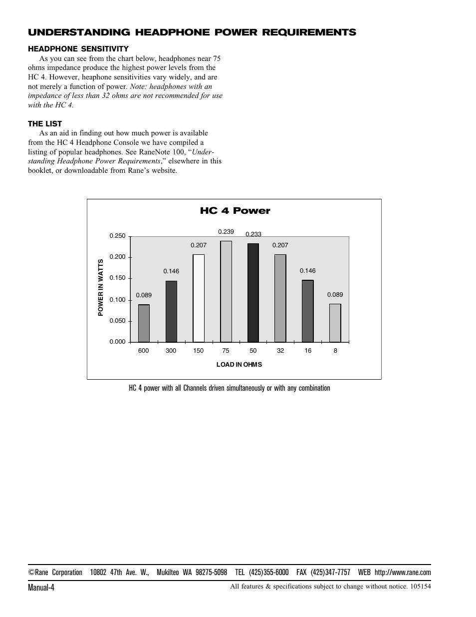 Hc 4 power | Rane HC 4 2001 version User Manual | Page 4 / 4