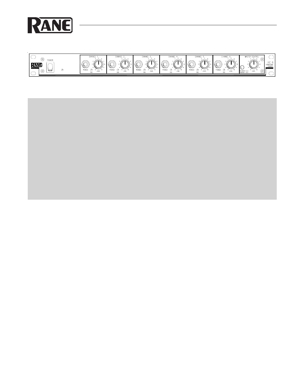Rane HC 6 1989 version User Manual | 4 pages