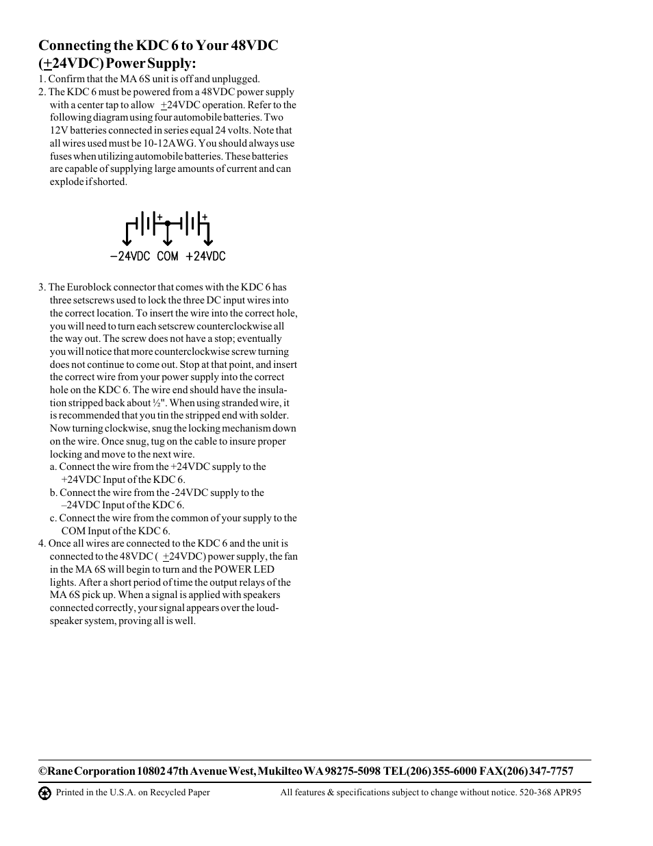 Rane KDC 6 User Manual | Page 4 / 4