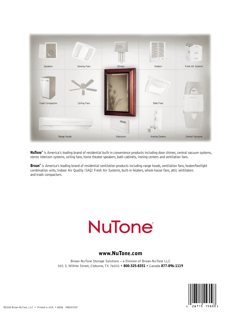Broan NuTone Premier User Manual | Page 20 / 20