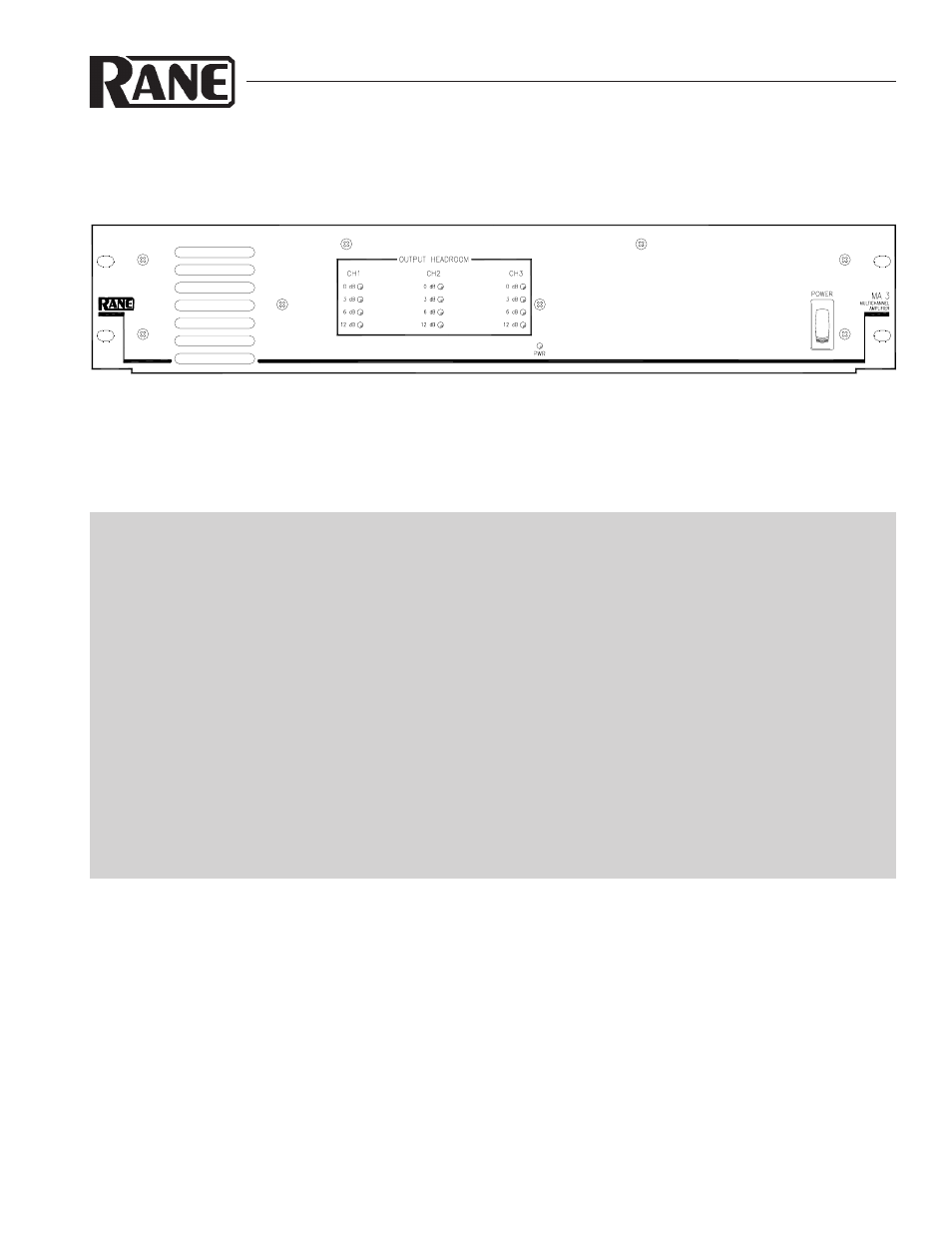 Rane MA 3 1998 version User Manual | 5 pages