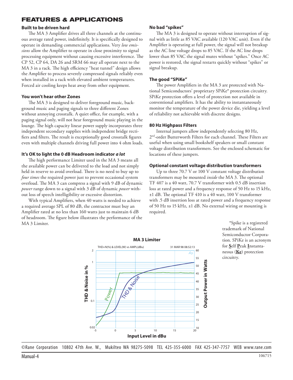Manual-4 features & applications | Rane MA 3 2003 version User Manual | Page 6 / 8