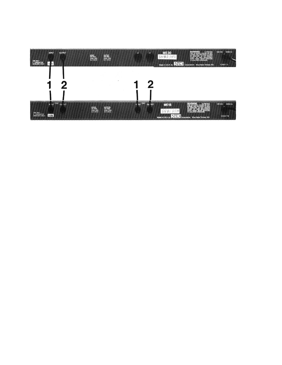 Rear panel description | Rane ME 30 1985 version User Manual | Page 3 / 6