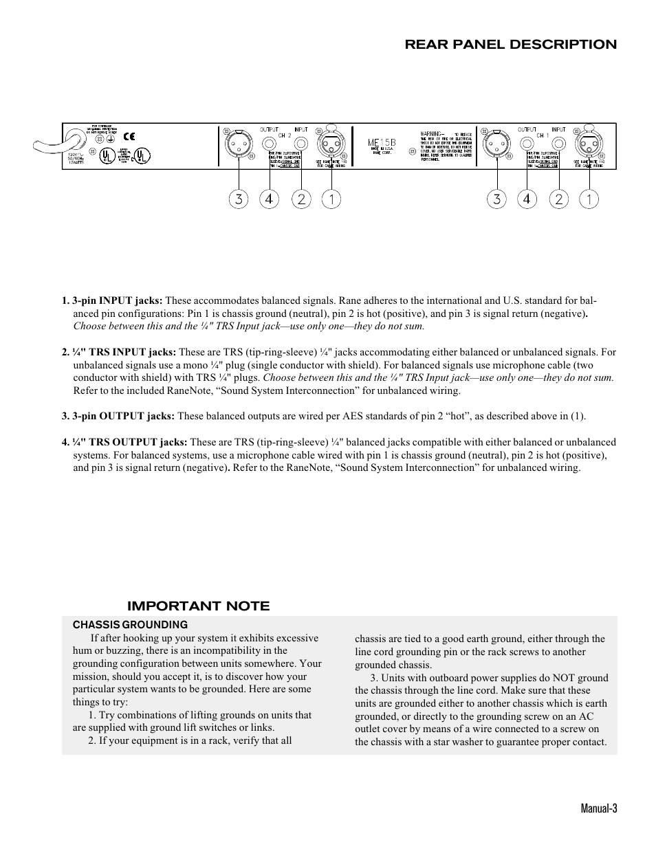 Rane ME 15B 1995 version User Manual | Page 3 / 5