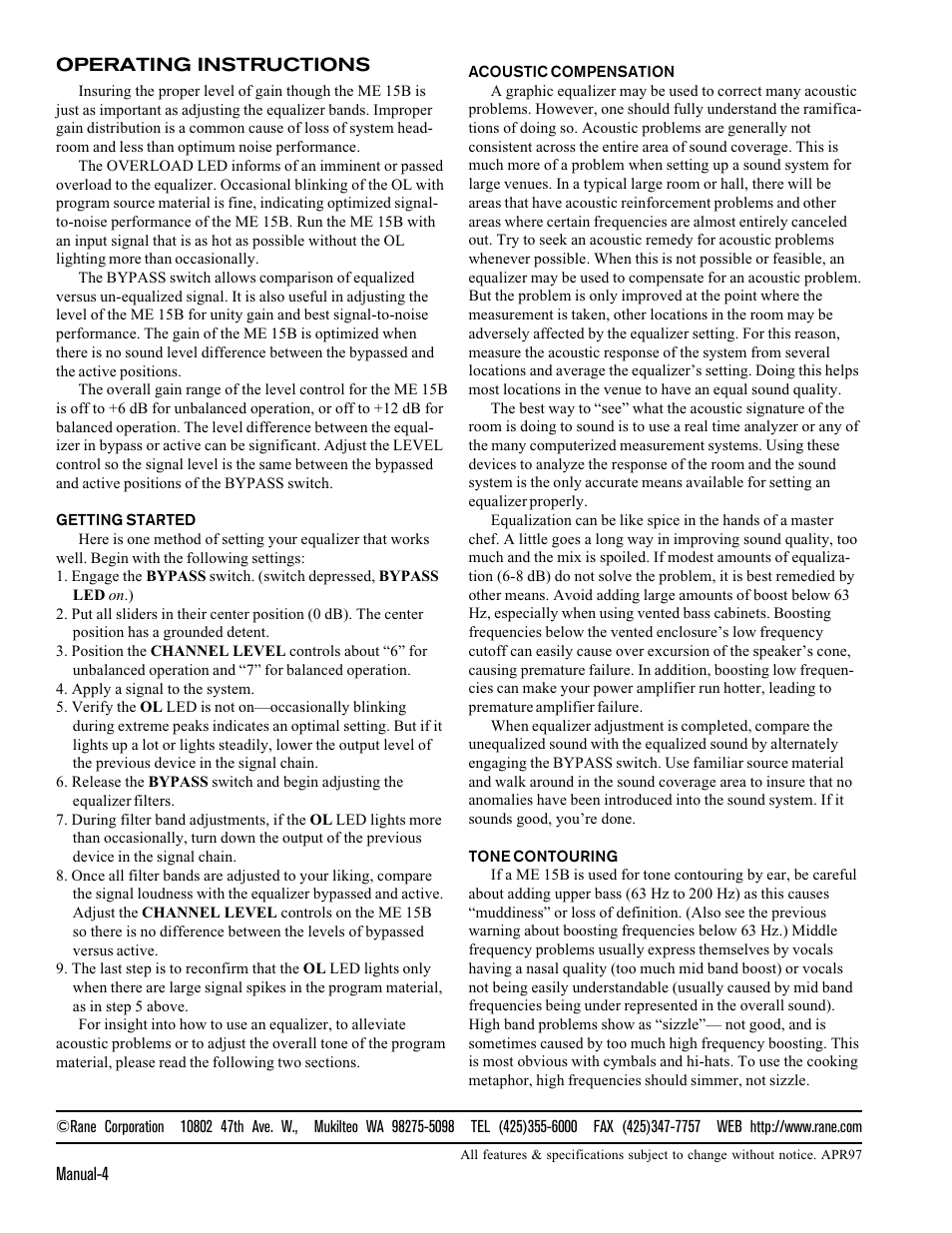 Rane ME 15B 1995 version User Manual | Page 4 / 5