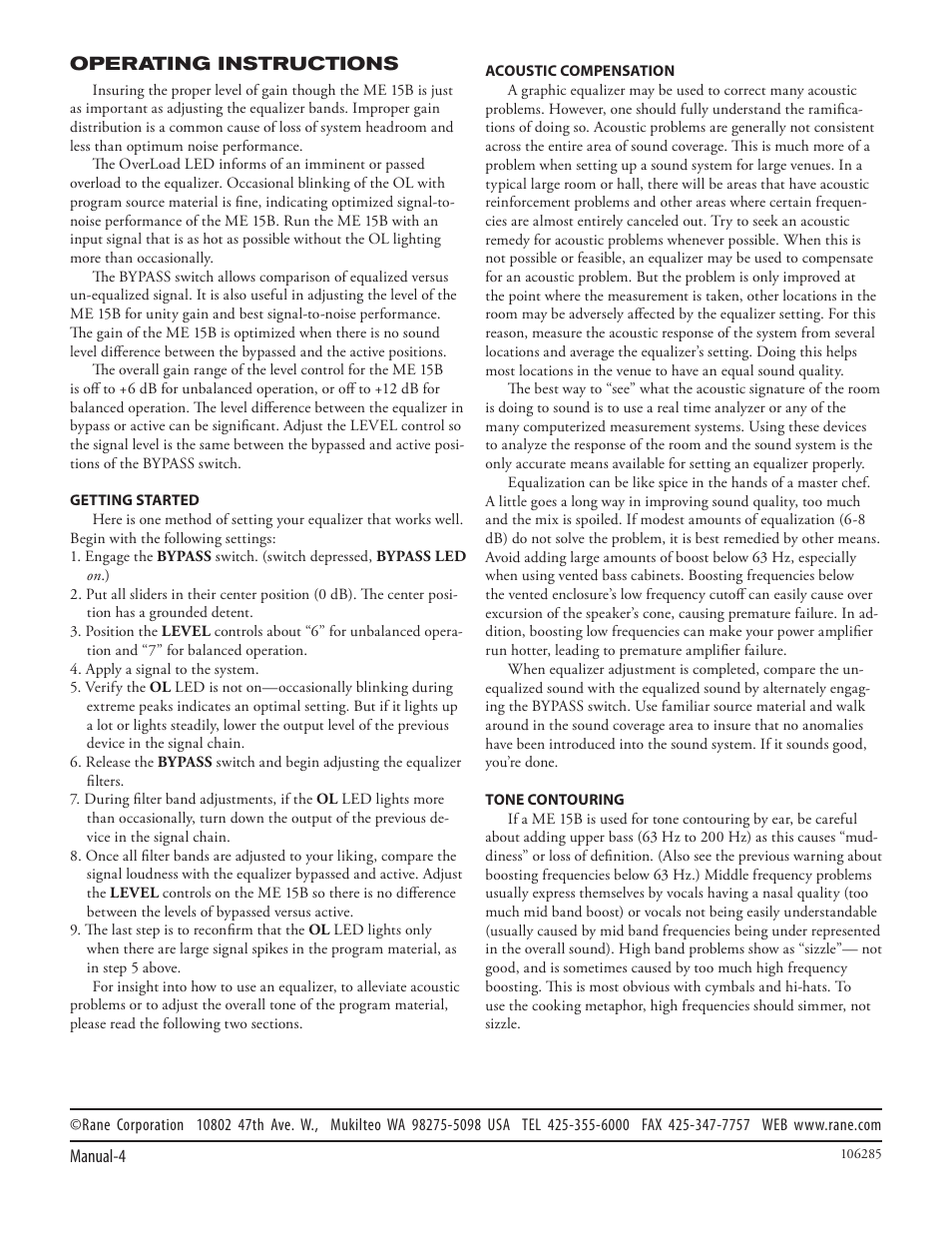 Rane ME 15B 2003 version User Manual | Page 6 / 6