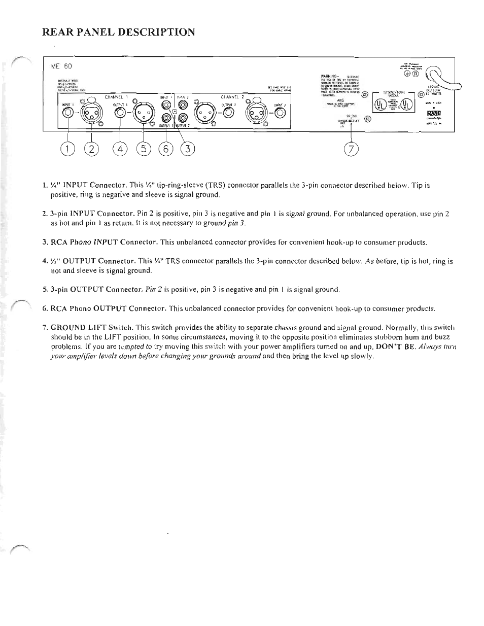 Rane ME 60 1991 version User Manual | Page 3 / 5