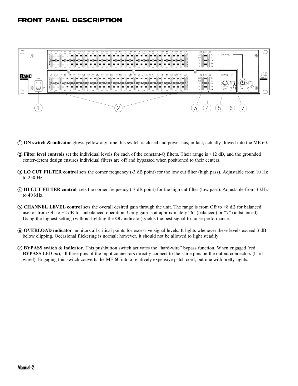 Rane ME 60 1998 version User Manual | Page 2 / 5