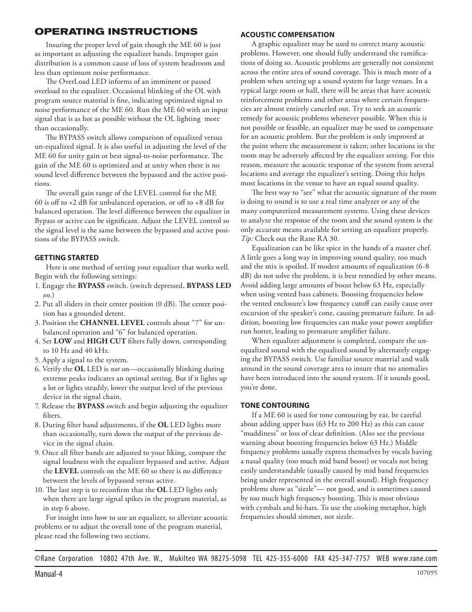 Rane ME 60 2003 version User Manual | Page 6 / 6
