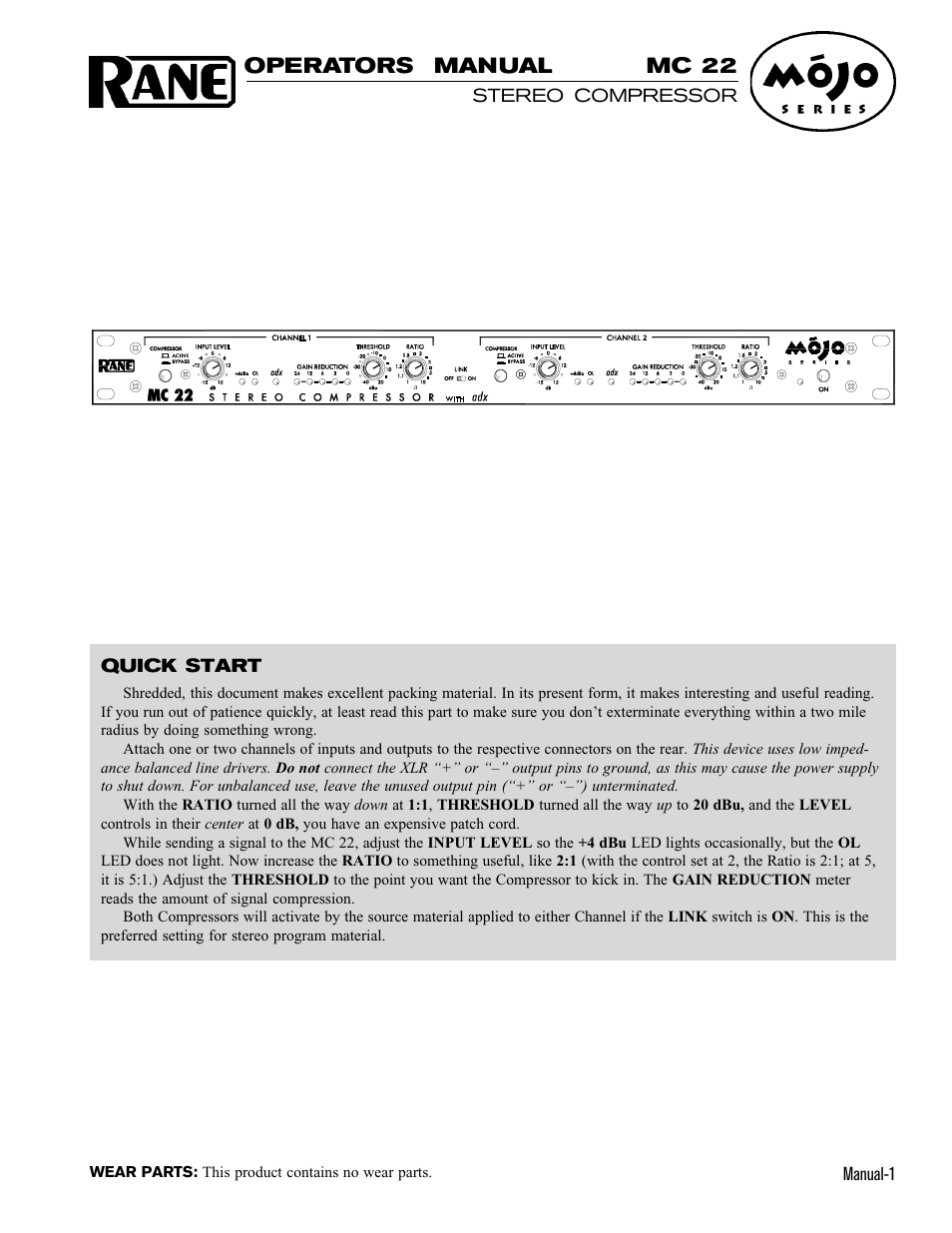 Rane MC 22 User Manual | 11 pages