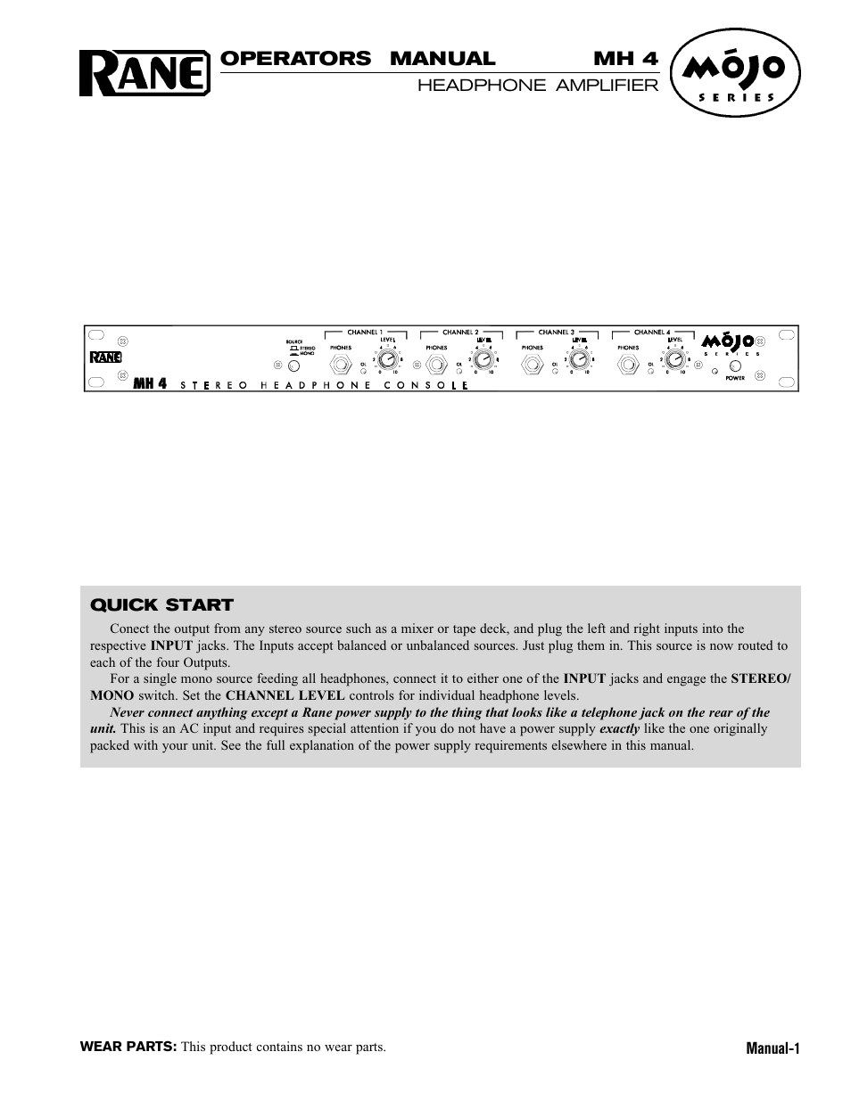 Rane MH 4 User Manual | 8 pages