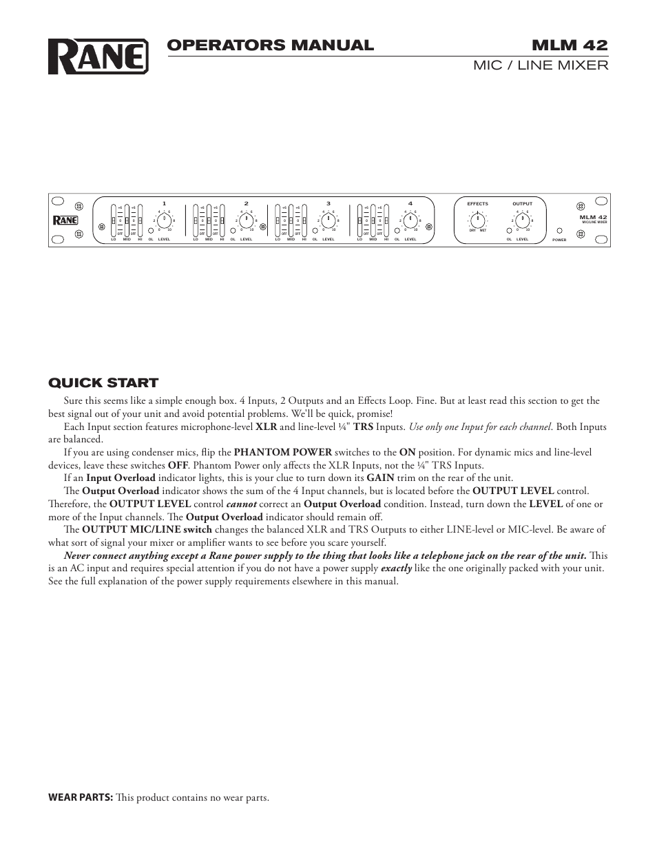 Rane MLM 42 (150k) User Manual | 4 pages