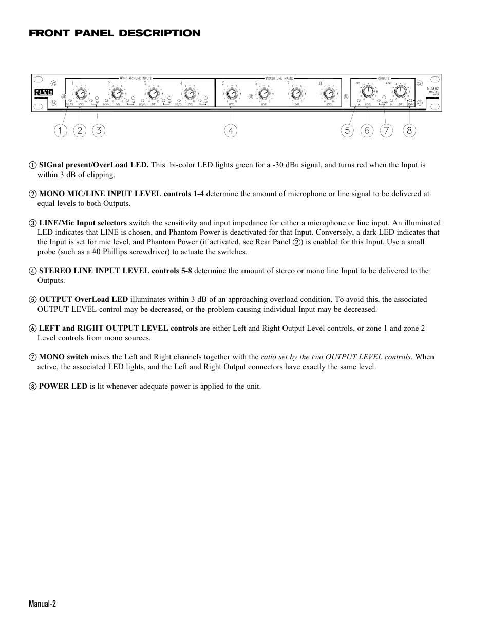 Rane MLM 82 1997 version User Manual | Page 2 / 4