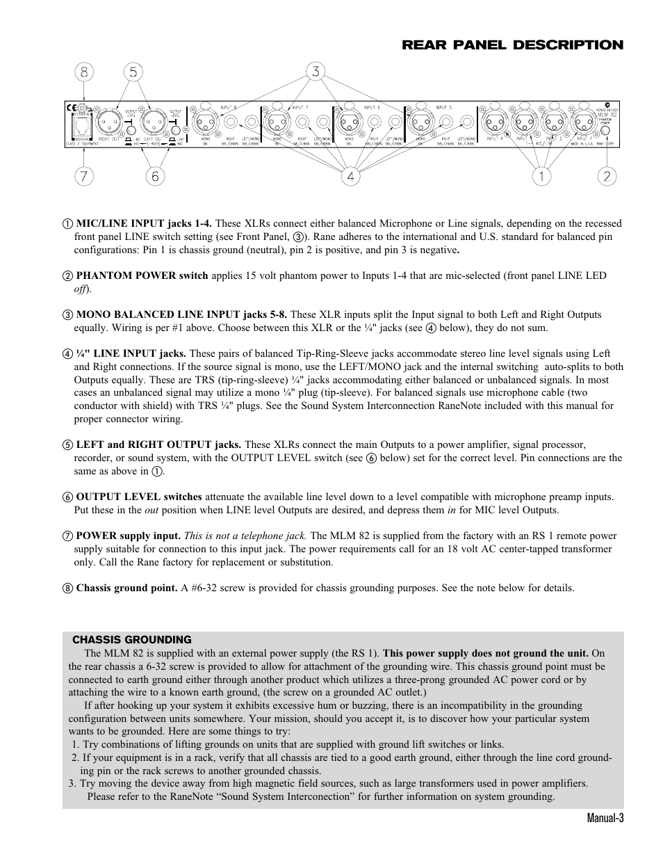 Rane MLM 82 1997 version User Manual | Page 3 / 4