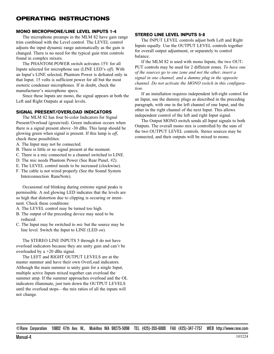 Rane MLM 82 1997 version User Manual | Page 4 / 4