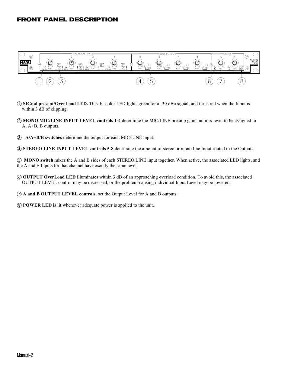 Rane MLM 82a 1999 version User Manual | Page 2 / 4