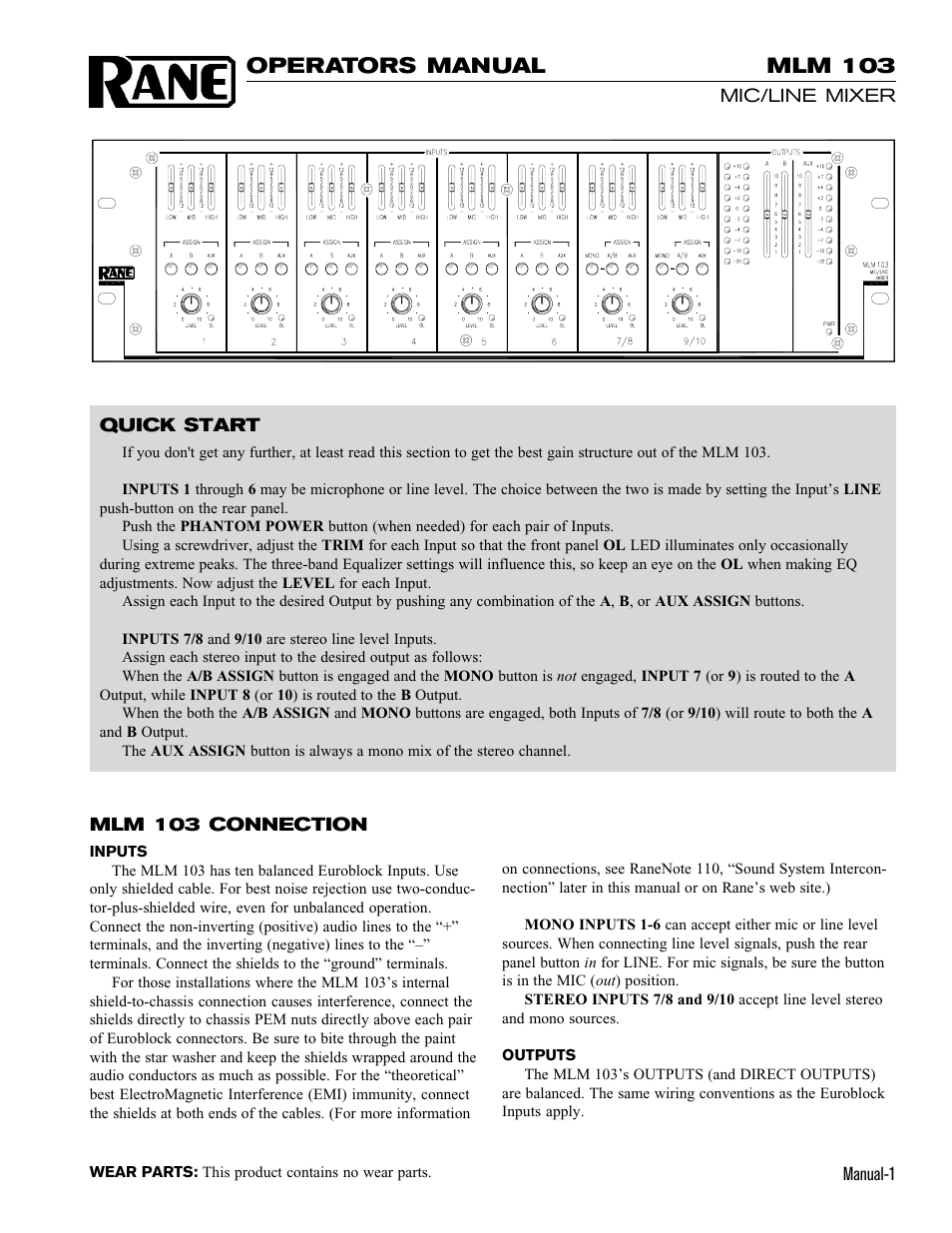 Rane MLM 103 2000 version User Manual | 5 pages