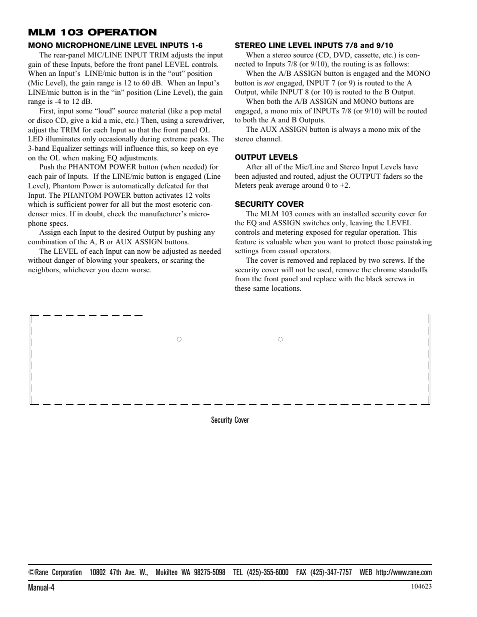 Rane MLM 103 2000 version User Manual | Page 4 / 5