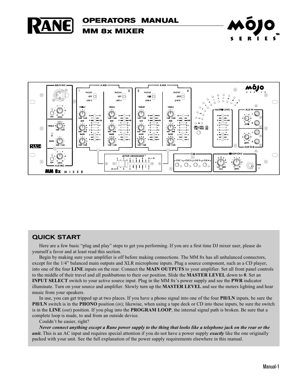 Rane MM 8x User Manual | 9 pages