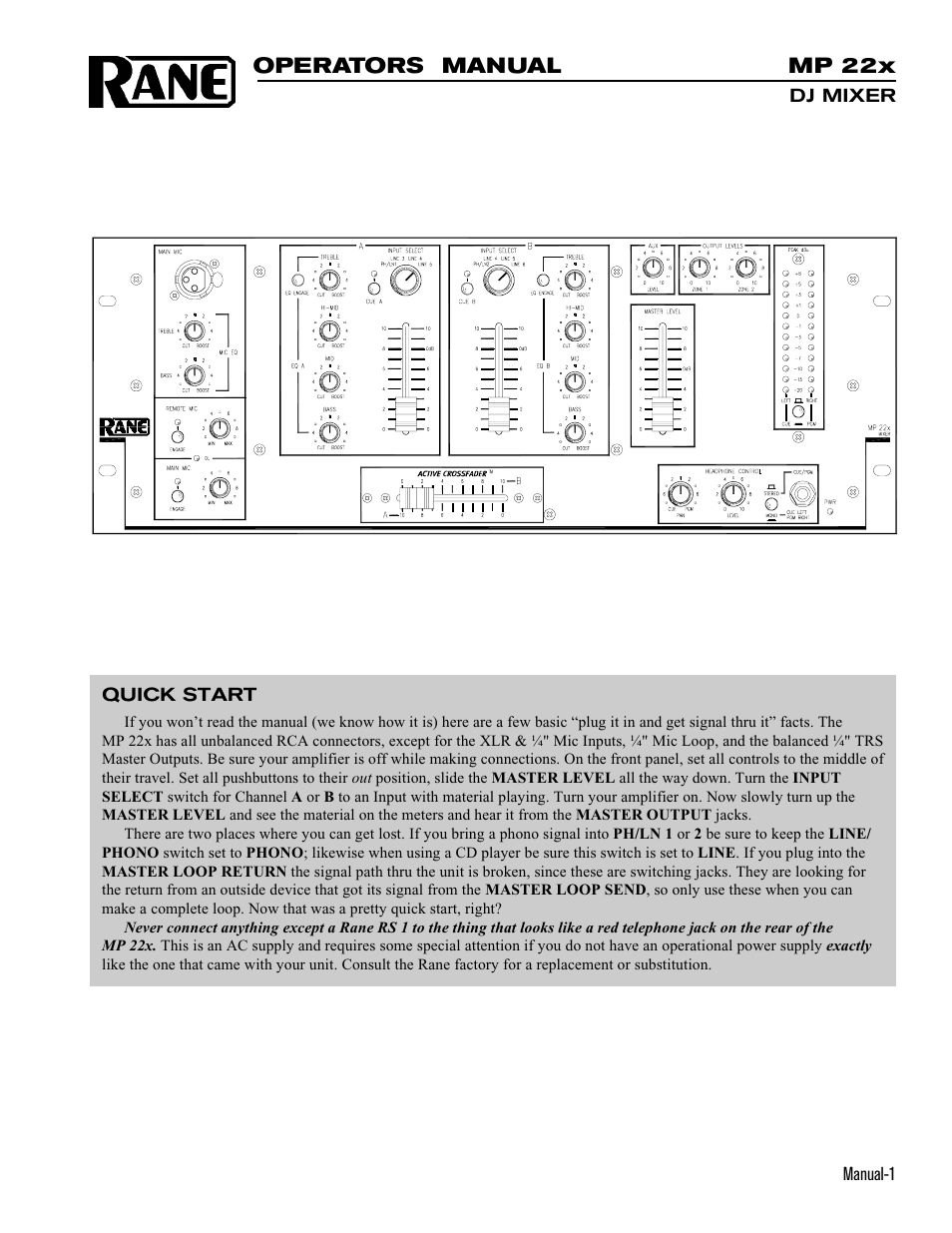 Rane MP 22x User Manual | 6 pages