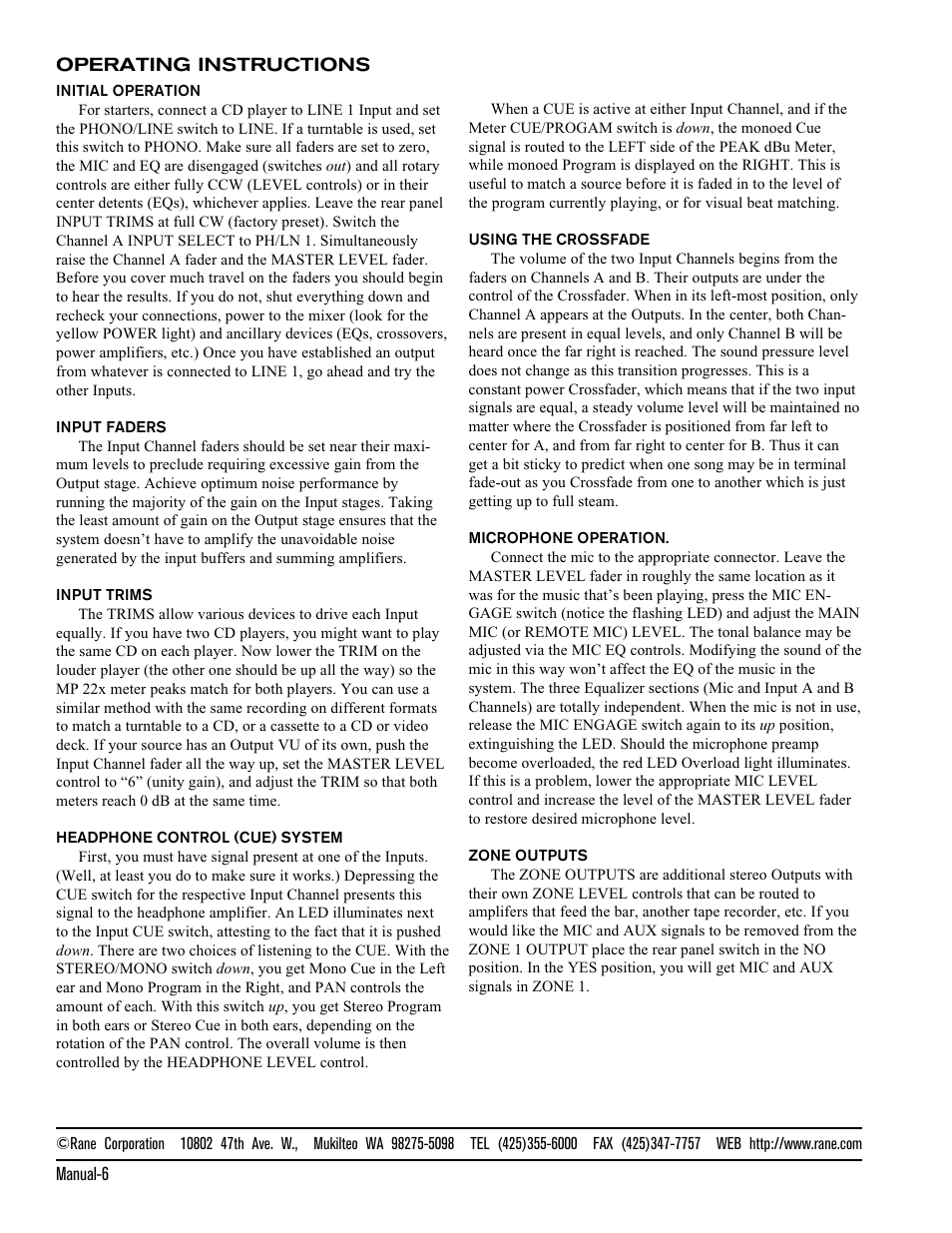 Rane MP 22x User Manual | Page 6 / 6