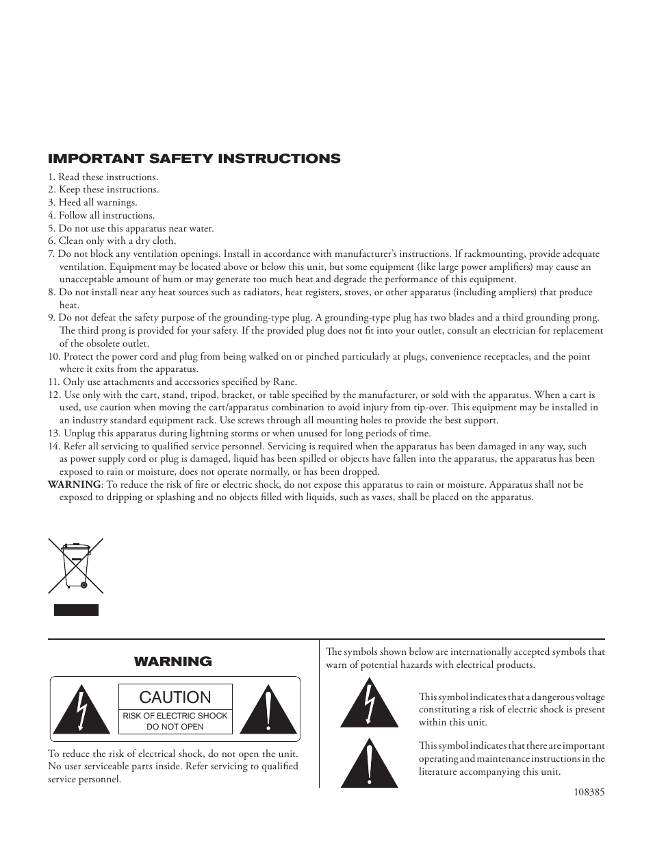 Caution | Rane MP 22z User Manual | Page 2 / 8