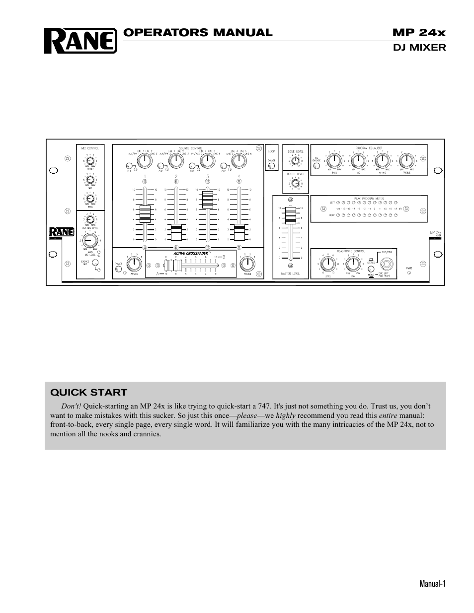 Rane MP 24x User Manual | 8 pages