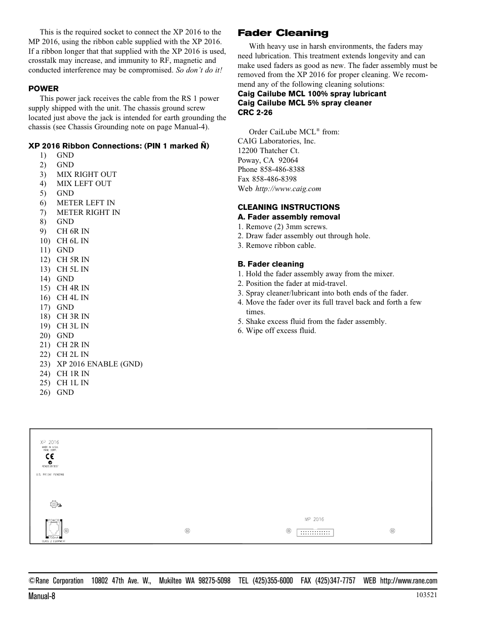 Rane MP 2016 User Manual | Page 8 / 8