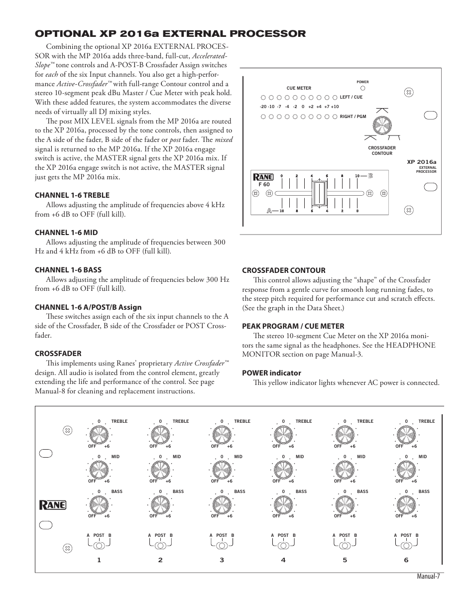 Optional xp 2016a external processor, Manual | Rane MP 2016a User Manual | Page 7 / 8