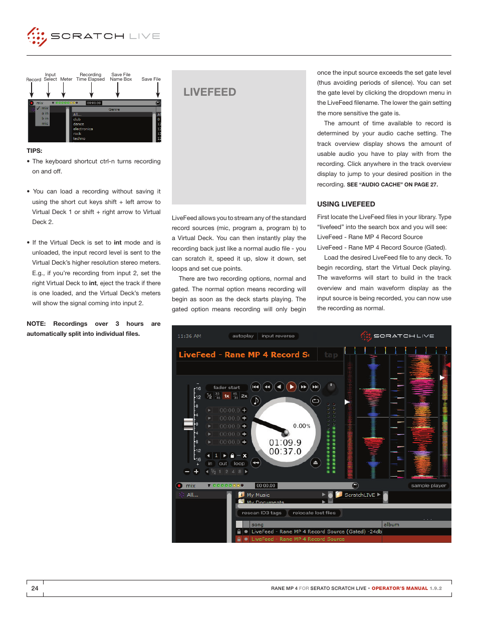 Livefeed, Livefeed 24 | Rane MP 4 Manual 1.9.2 User Manual | Page 24 / 32