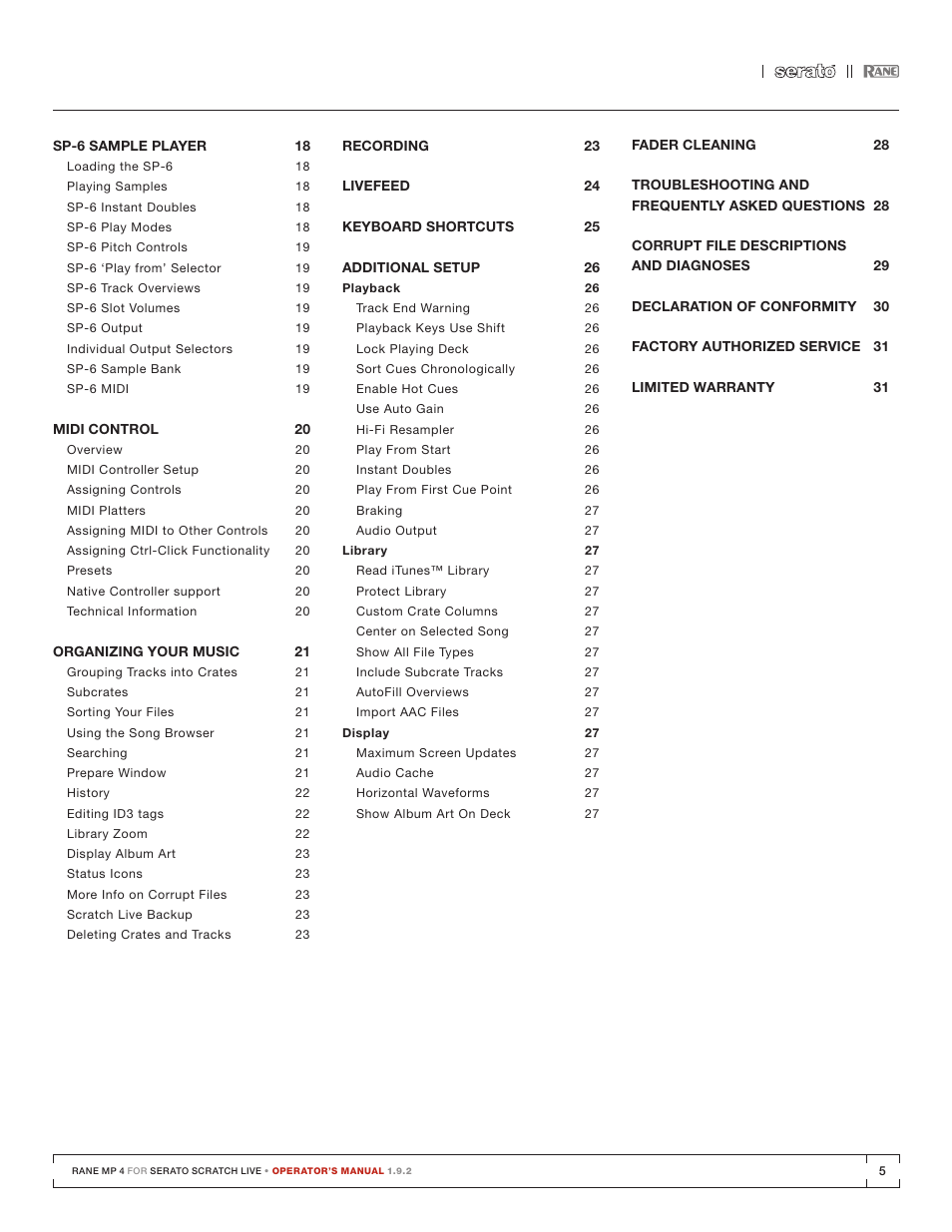 Rane MP 4 Manual 1.9.2 User Manual | Page 5 / 32