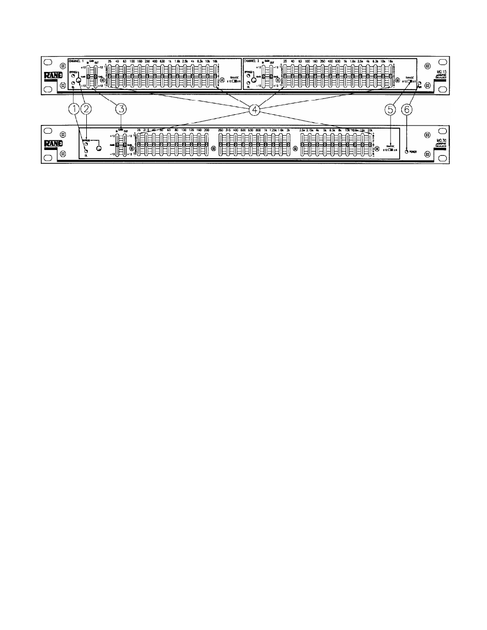 Front panel description, System connection (continued) | Rane MQ 15/30 User Manual | Page 2 / 4