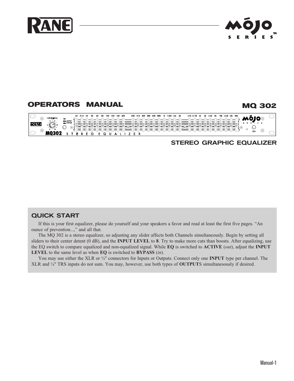 Rane MQ 302 User Manual | 11 pages