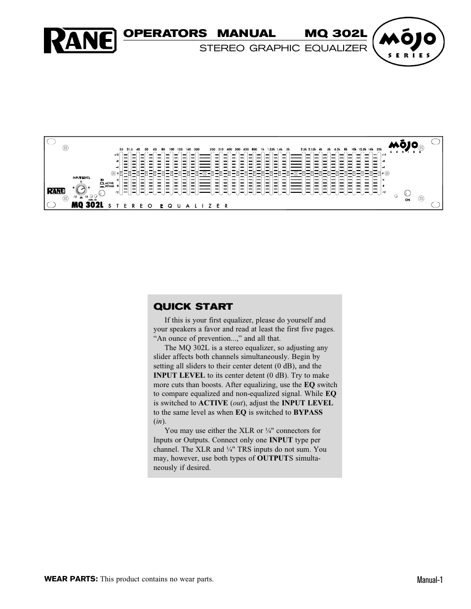 Rane MQ 302L User Manual | 9 pages
