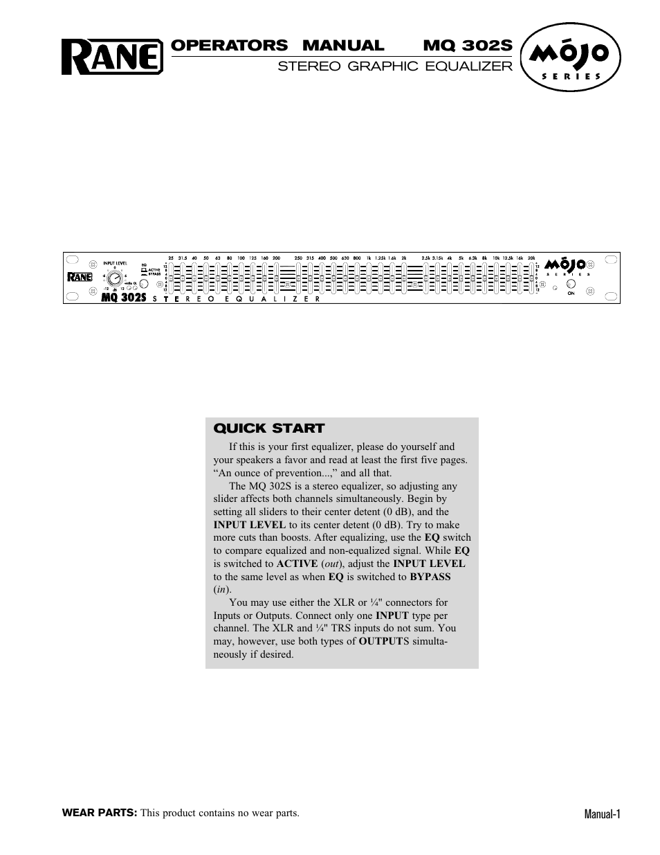 Rane MQ 302S User Manual | 9 pages