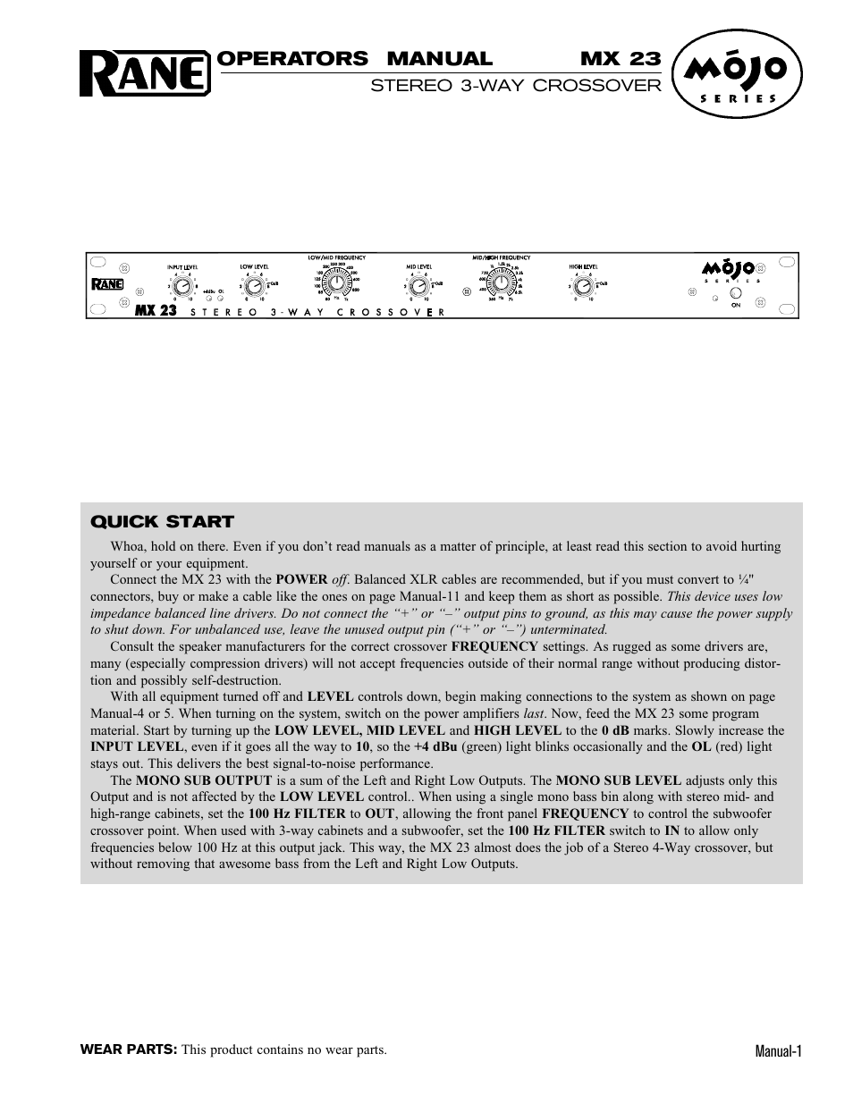 Rane MX 23 User Manual | 9 pages