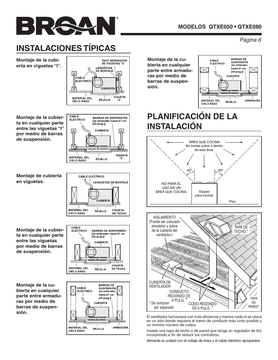 Broan QTXE080 User Manual | Page 6 / 8