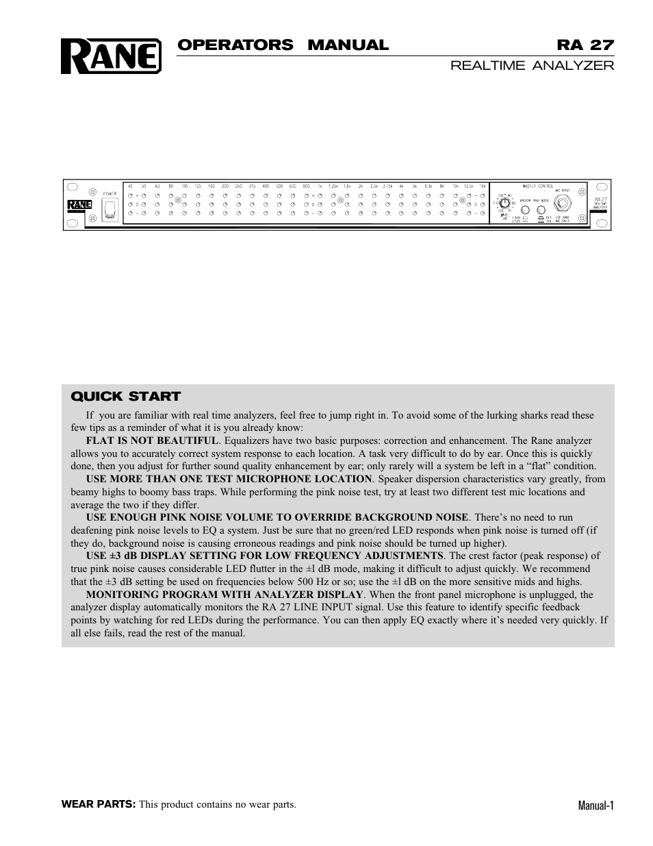 Rane RA 27 User Manual | 6 pages