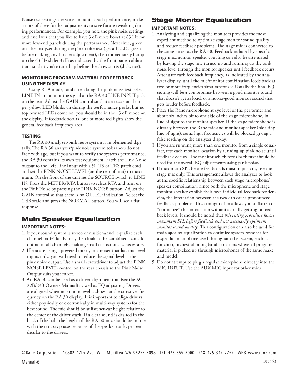 Rane RA 30 User Manual | Page 8 / 8