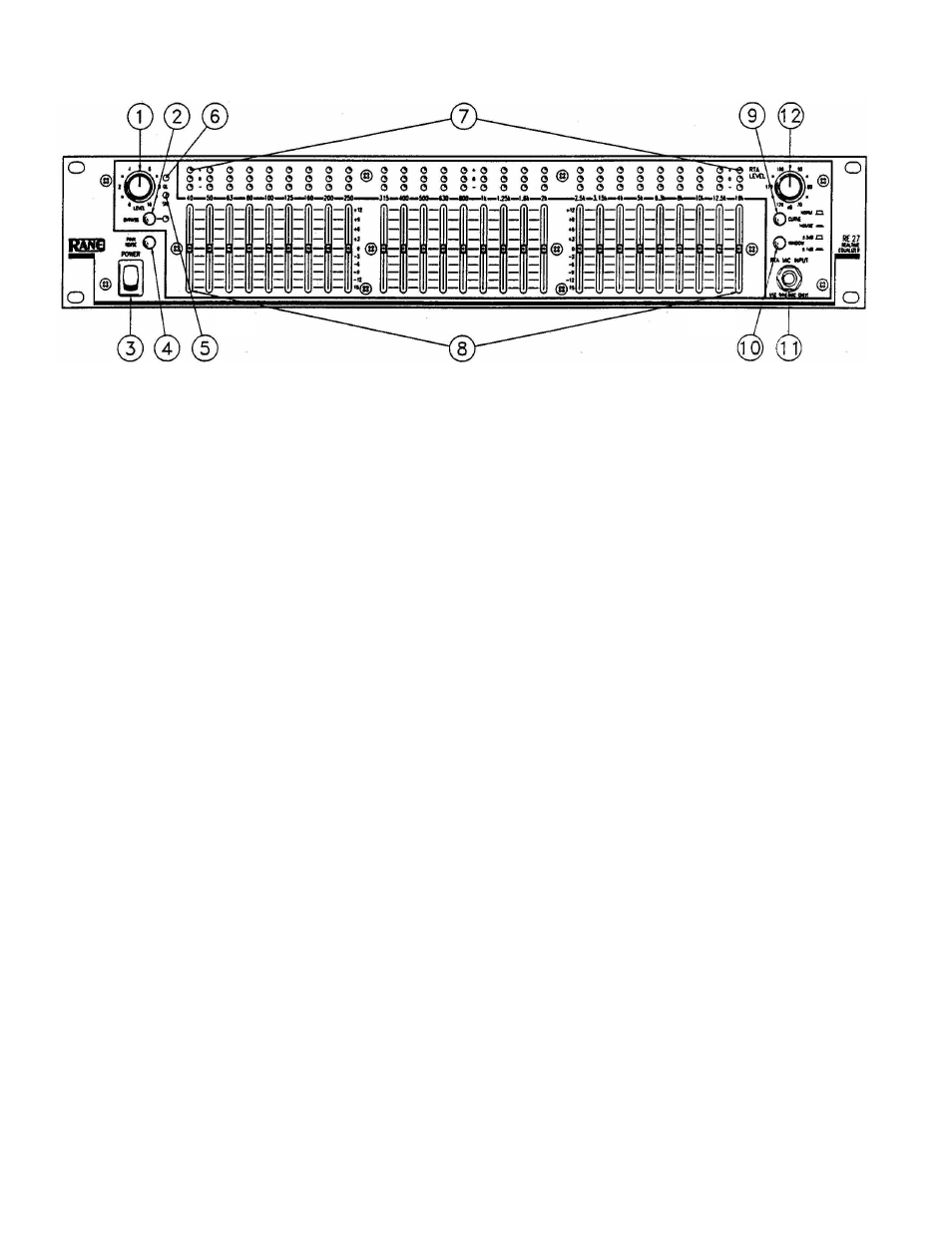 Front panel description | Rane RE 27 User Manual | Page 2 / 8