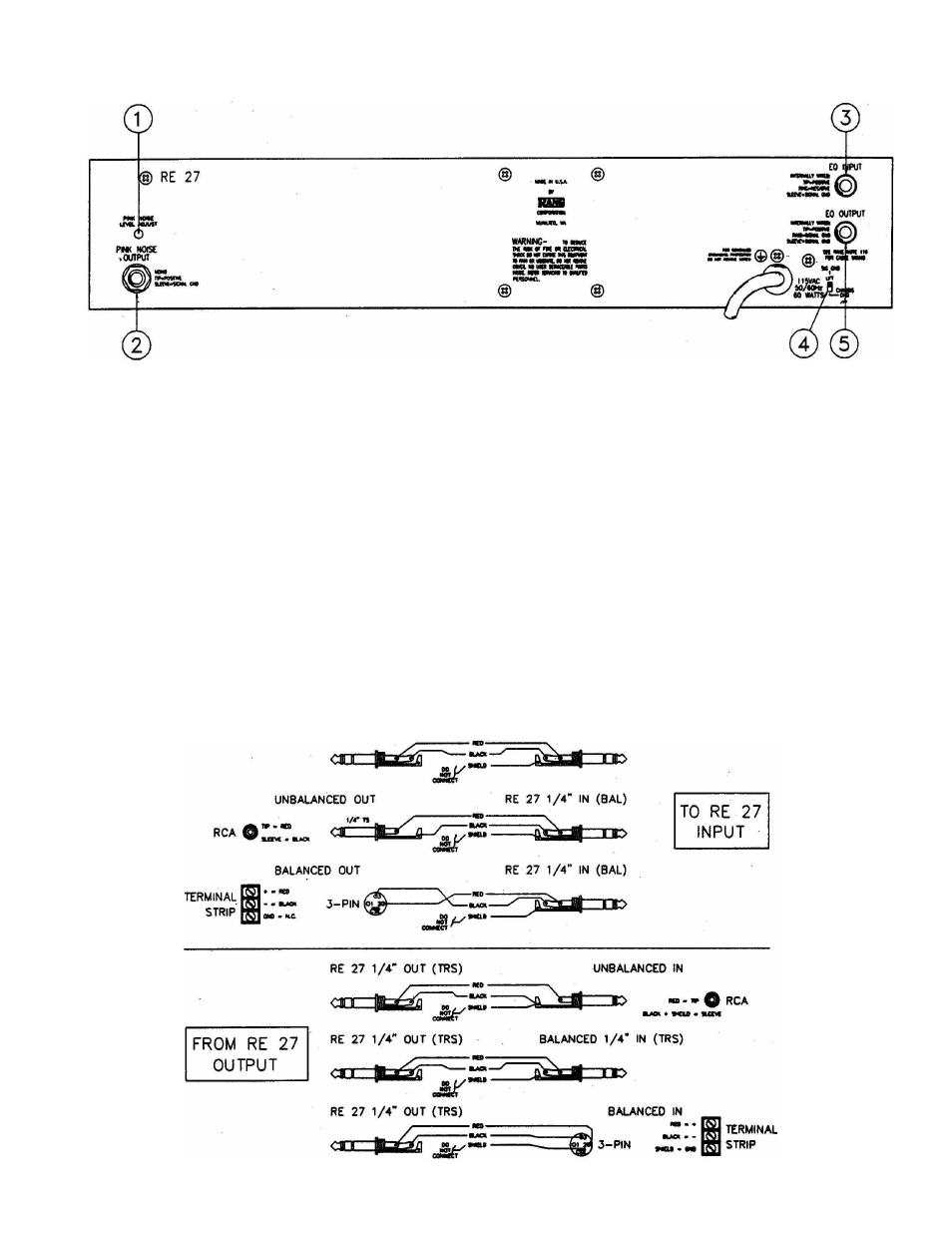 Rear panel description | Rane RE 27 User Manual | Page 3 / 8