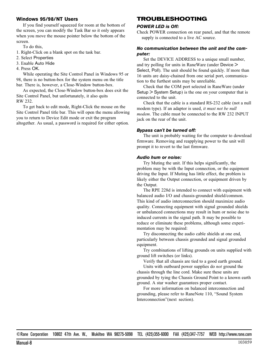 Rane RPE 228d User Manual | Page 8 / 8