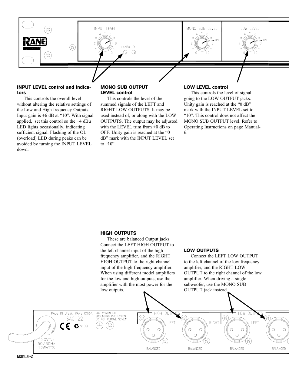 Rane SAC 22 2001 version User Manual | Page 3 / 7