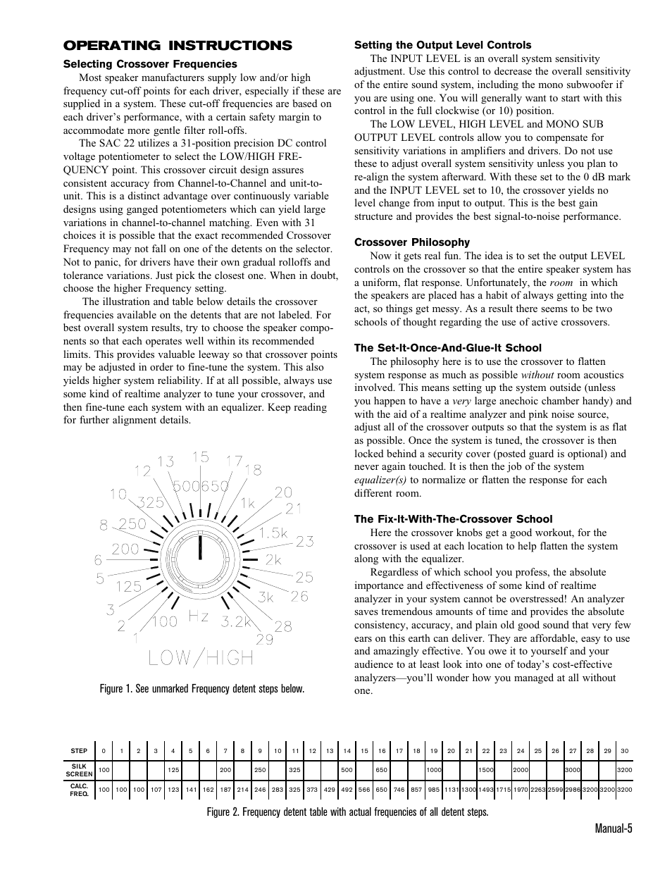 Manual-5, Operating instructions | Rane SAC 22 2001 version User Manual | Page 6 / 7