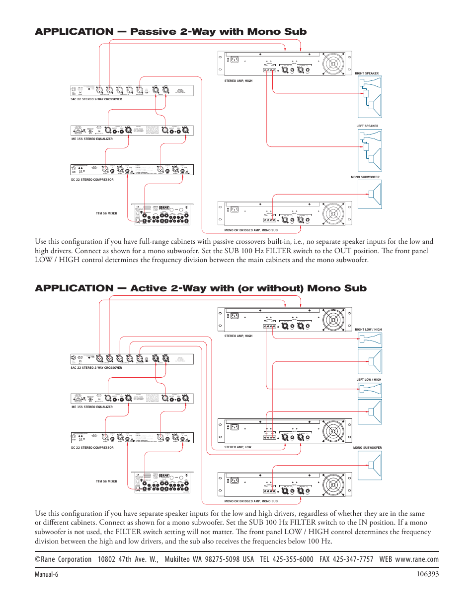 Application — passive 2-way with mono sub | Rane SAC 22 2003 version User Manual | Page 8 / 8